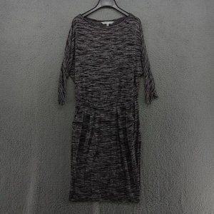 Trina Turk Dress Womens Medium Black & White Blouson Drop Shoulder 3/4 Sleeve